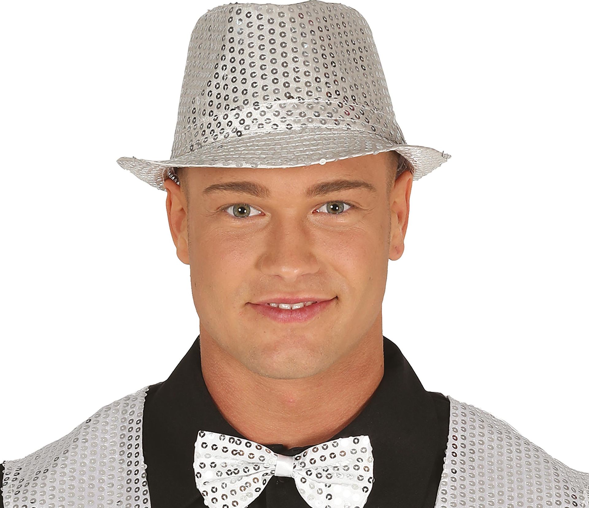 Zilveren pailletten fedora