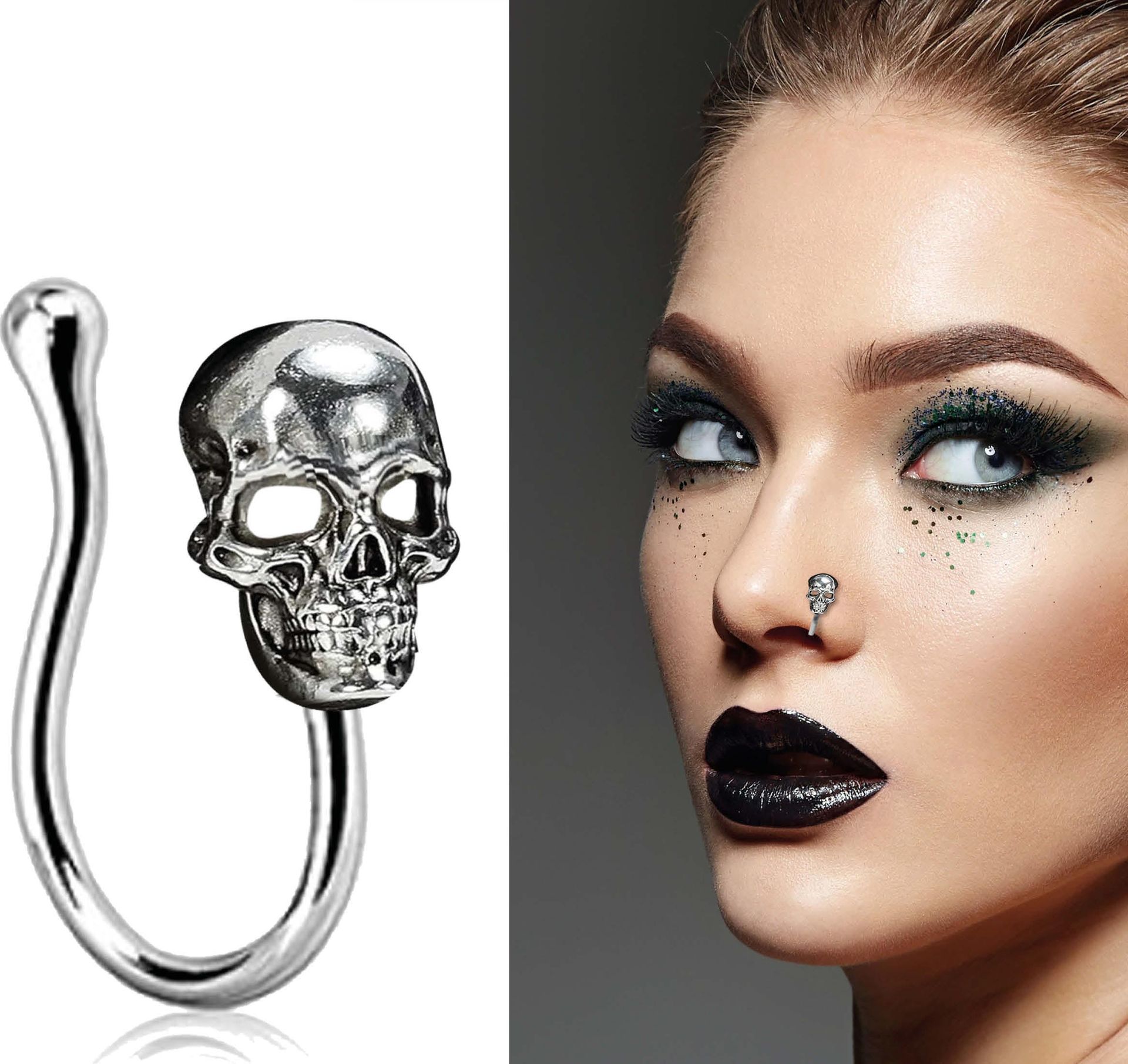 Zilveren schedel piercing halloween