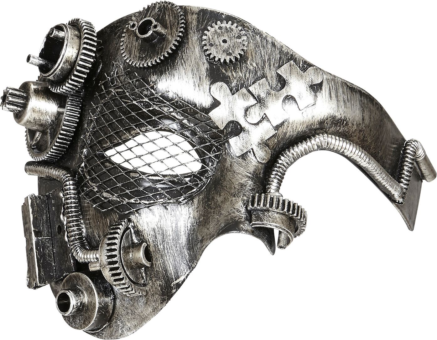 Zilveren steampunk half-gezichts masker