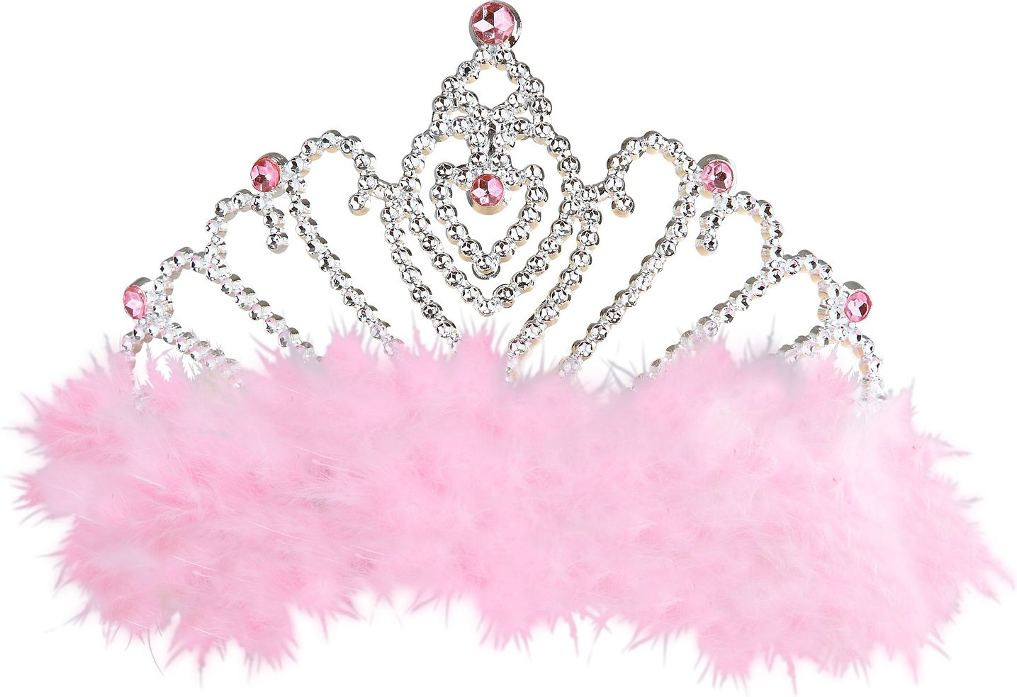 Zilveren tiara met roze veren