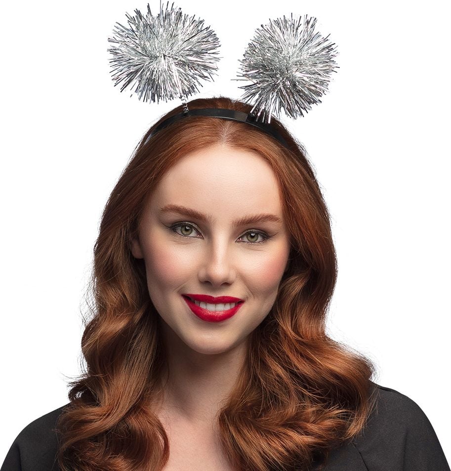 Zilveren Tiara met Tinsel Pompoms