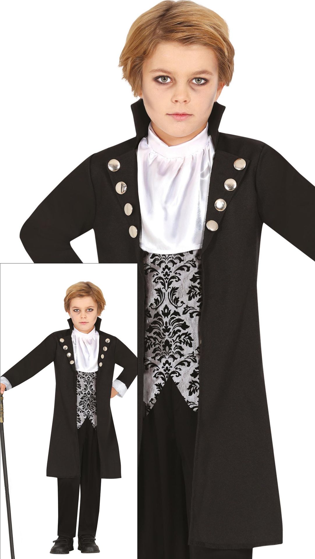 Zilveren vampieren pak halloween kind