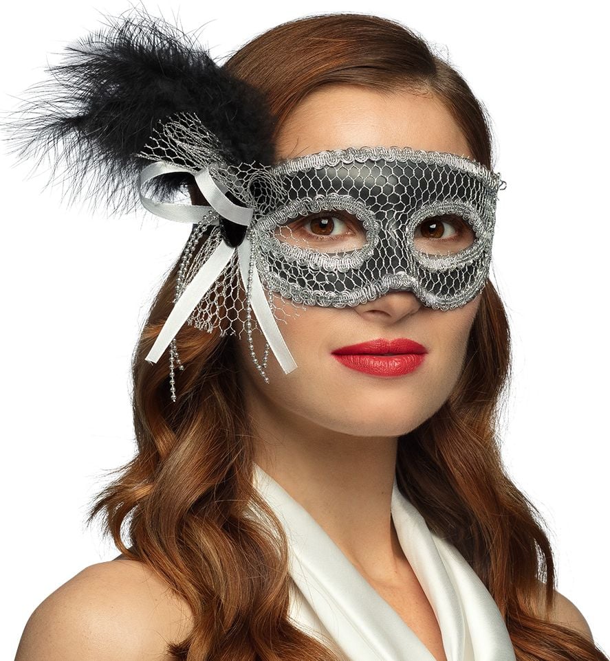 Zilveren Venetiaans Flapper Masker 20's
