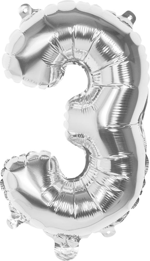 Zilveren XL folieballon cijfer 3