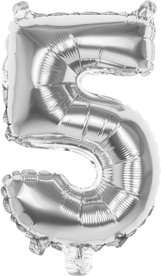 Zilveren XL folieballon cijfer 5