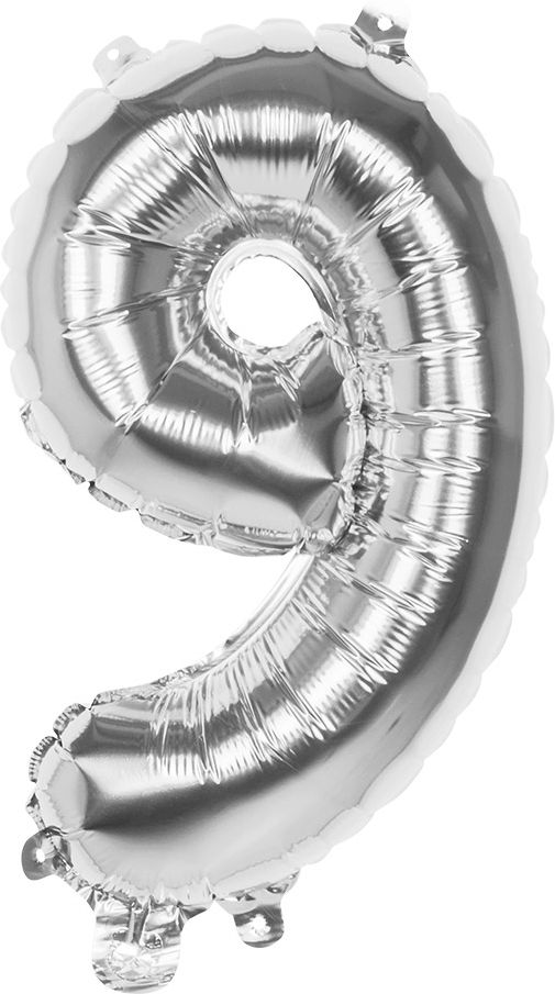 Zilveren XL folieballon cijfer 9