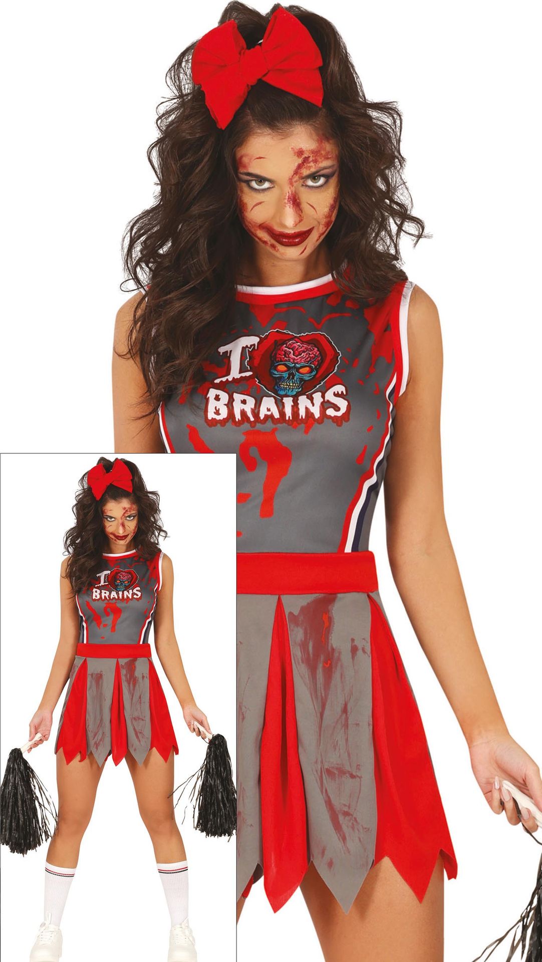 Zombie cheerleader jurk halloween dames