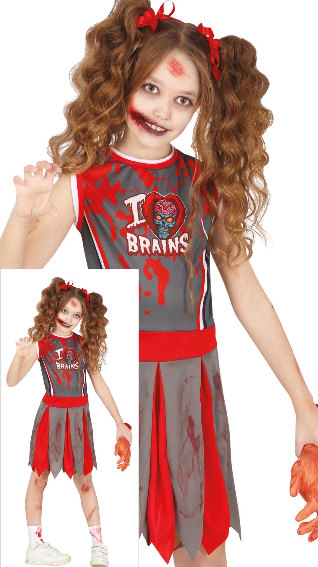 Zombie cheerleader jurk halloween kind
