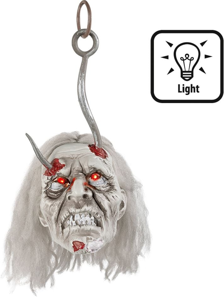 Zombie Hoofd met Lichtgevende Ogen Halloween Decoratie
