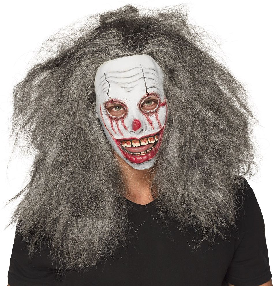 Zombie killer clown masker met haar