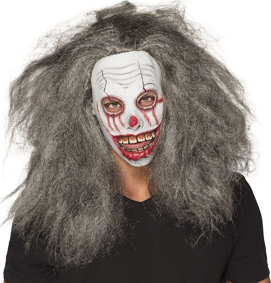 Zombie killer clown masker met haar