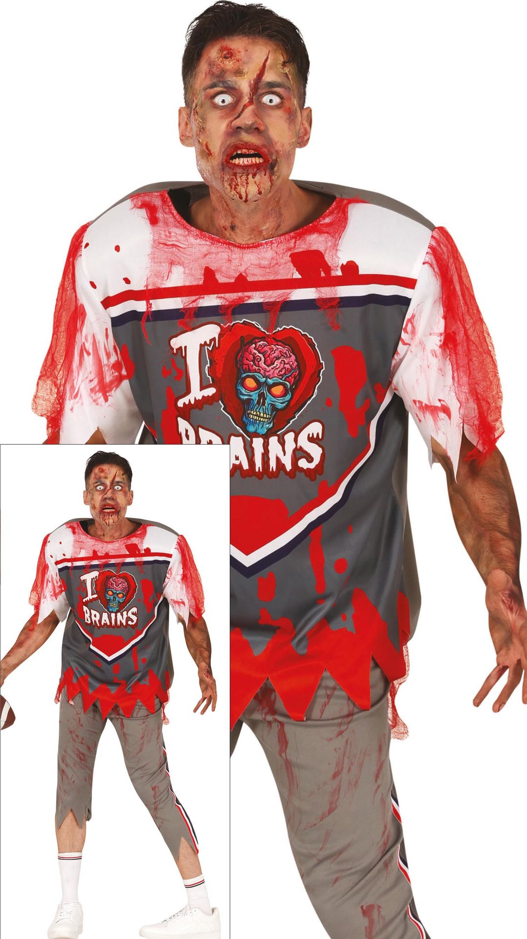 Zombie rugbyspeler kostuum halloween heren