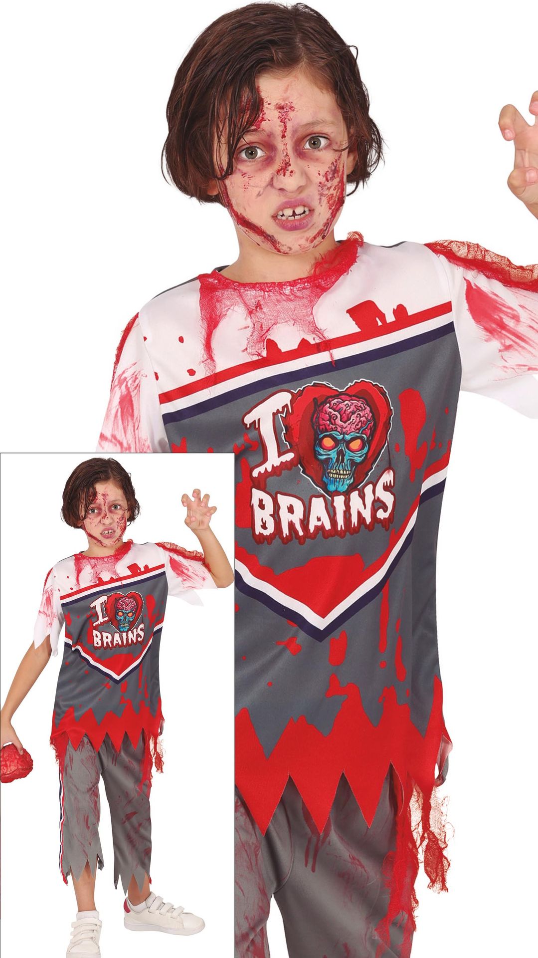 Zombie rugbyspeler kostuum halloween kind
