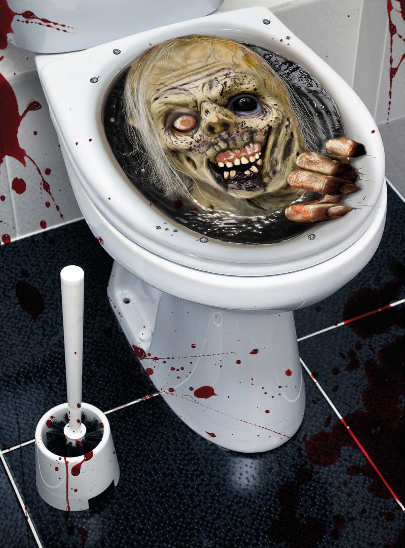 Zombie toilet decoratie 30 x 40 cm