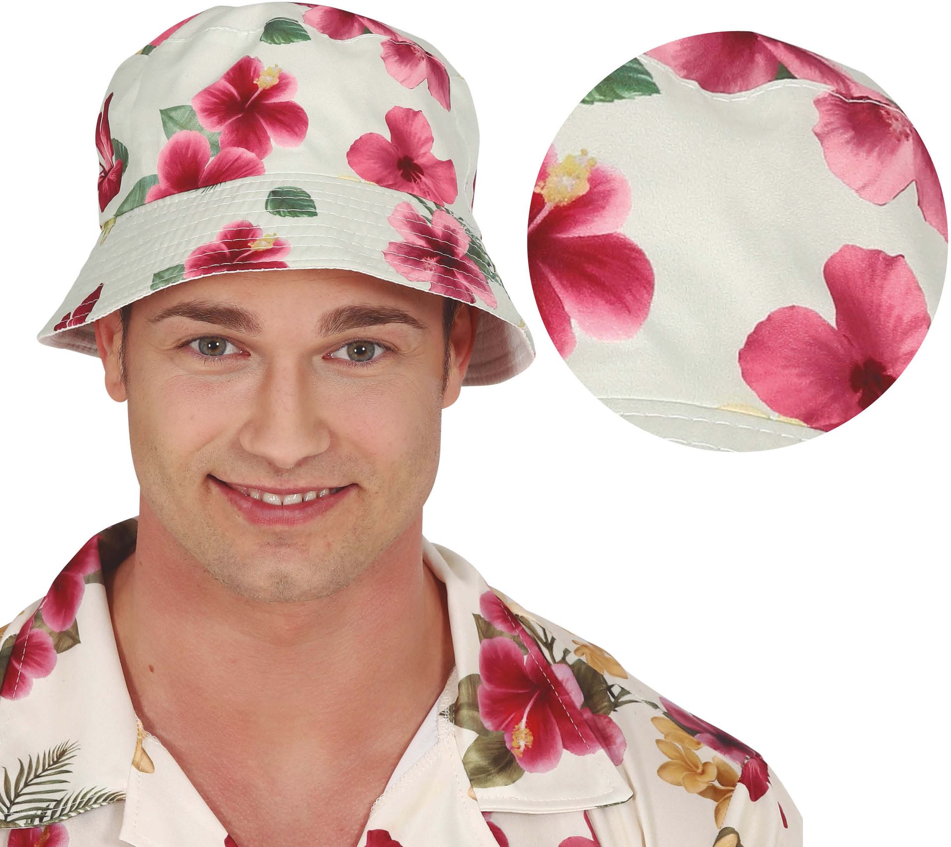 Zomerse Vissershoed Wit Roze Bloemetjes