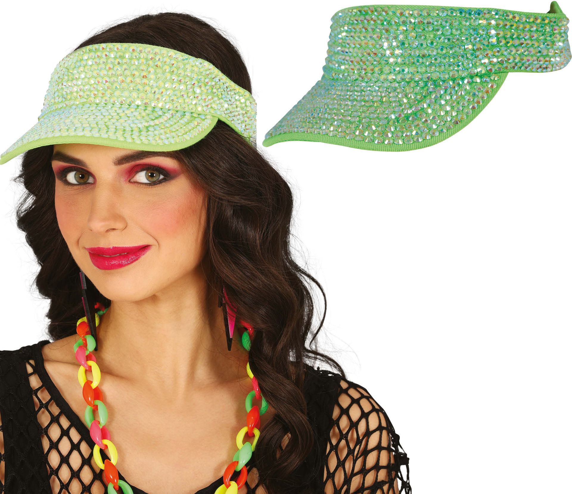 Zonneklep 80's Groen met Studs