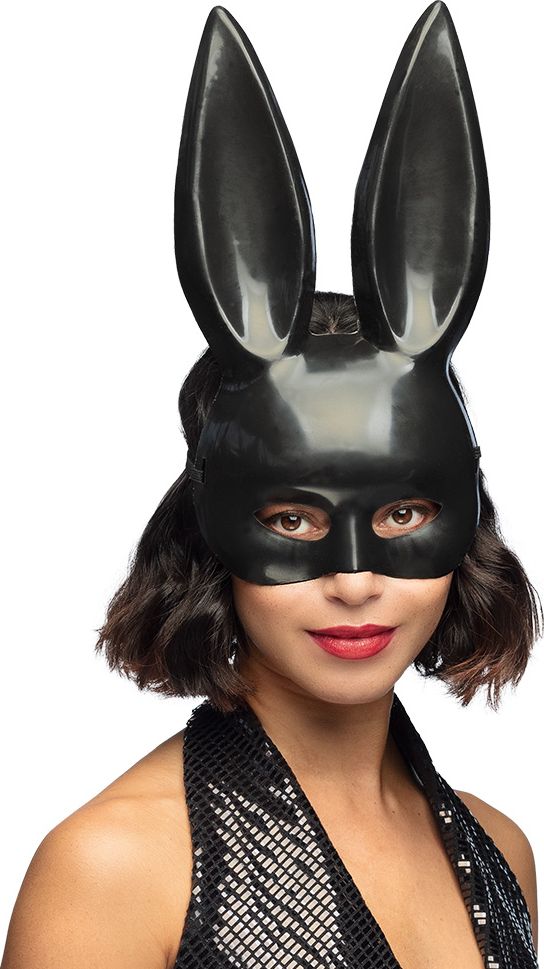 Zwart Bunny Halfmasker