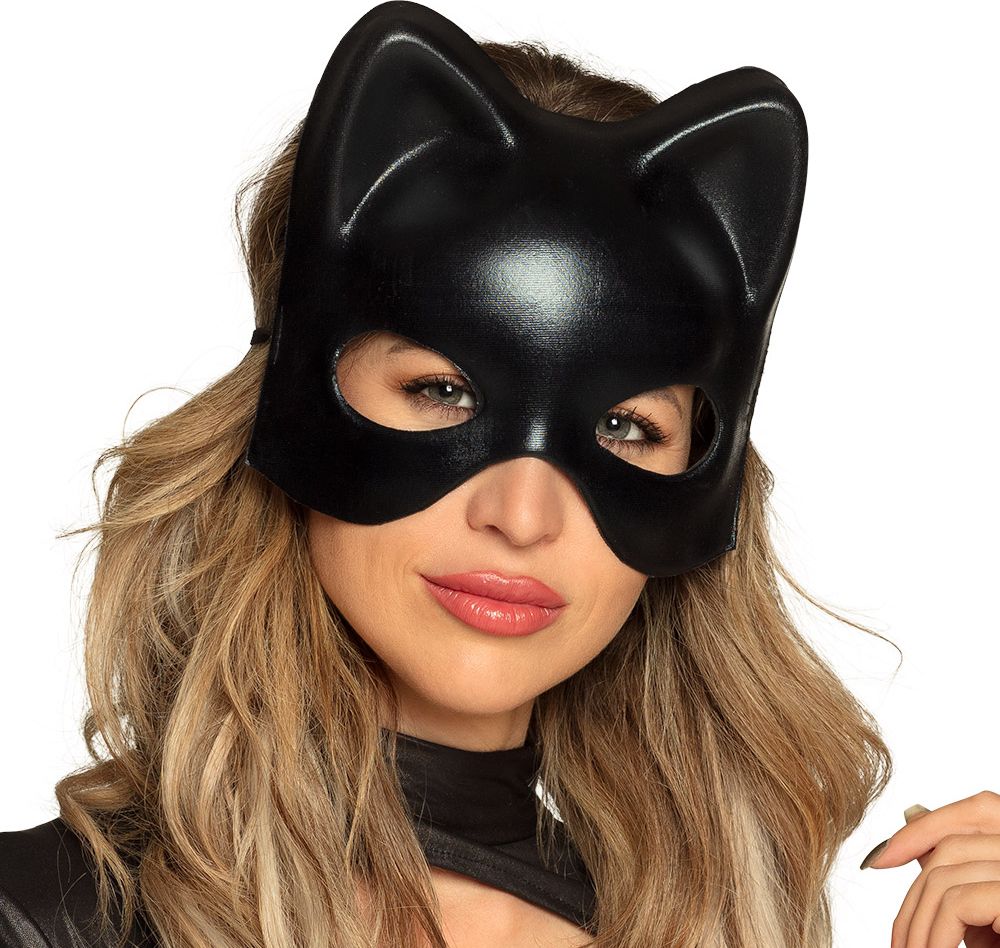 Zwart catwoman half masker