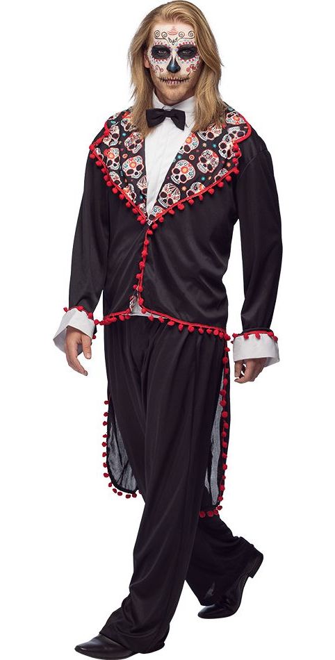 Zwart Day of the Dead Heren Kostuum