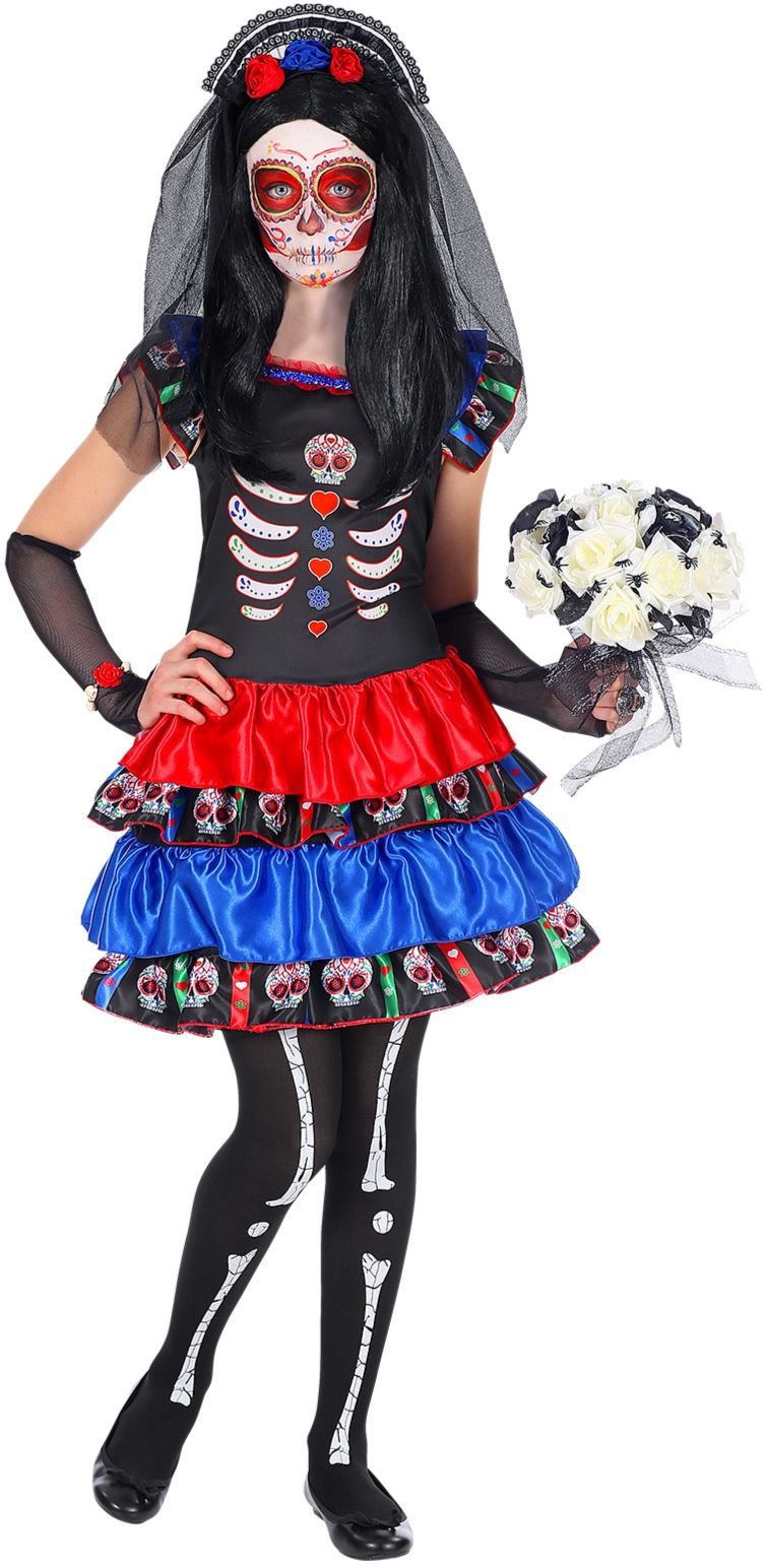 Zwart dia de los muertos outfit kind