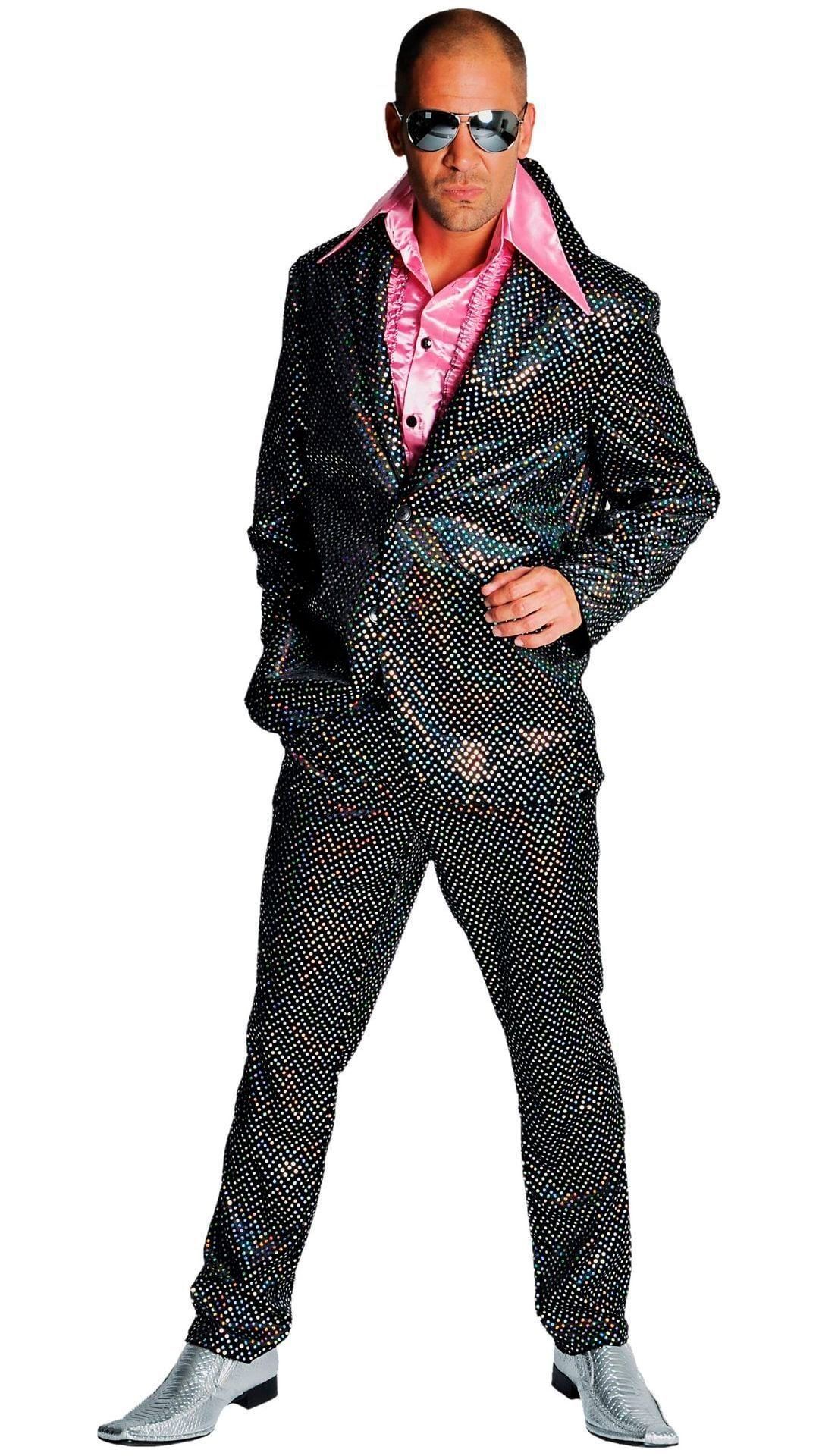 Zwart disco outfit glitter mannen