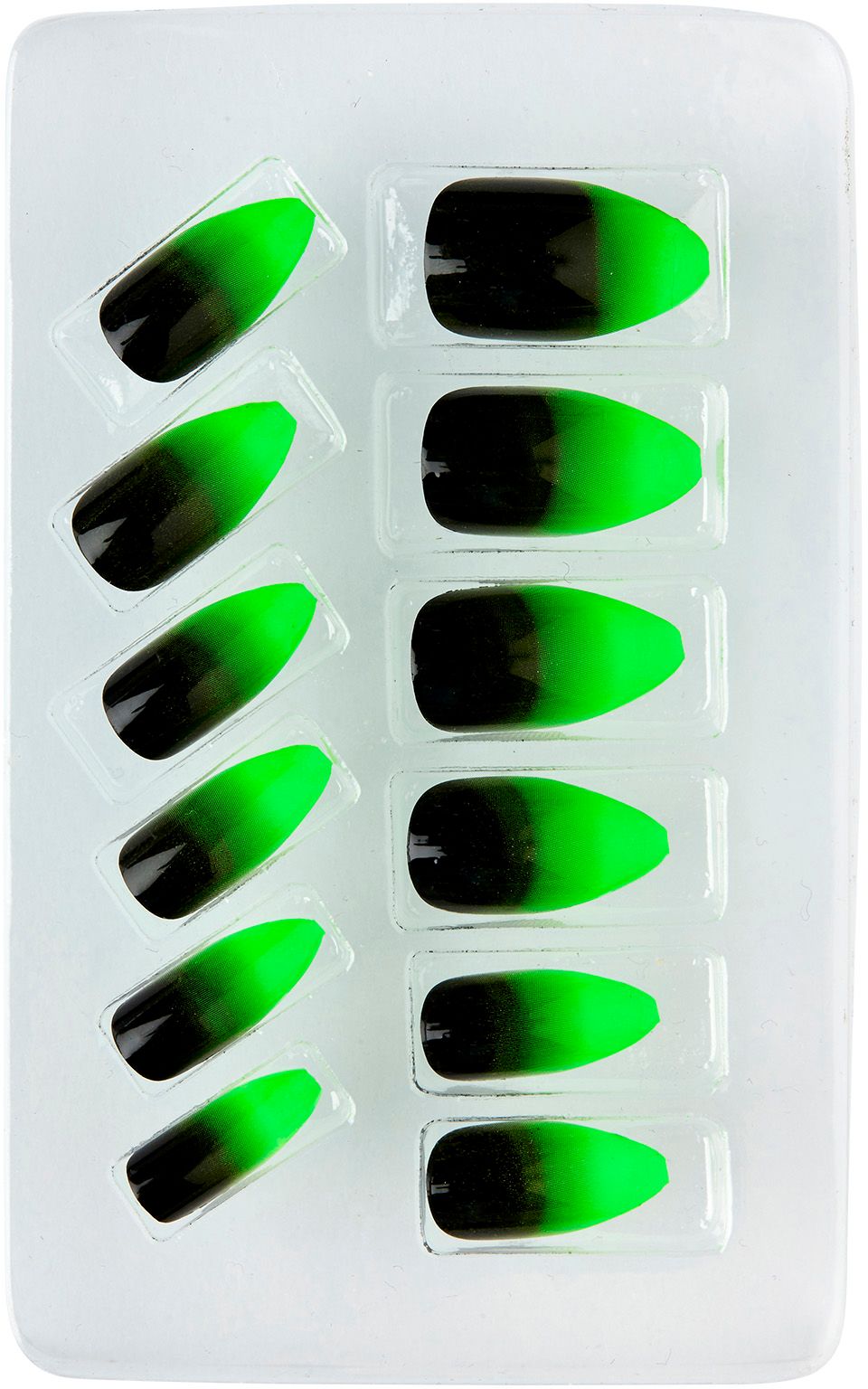 Zwart en neon groene heksen nagels