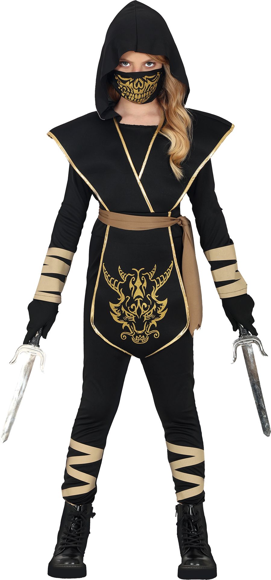 Zwart Goud Ninja Kostuum Meisjes