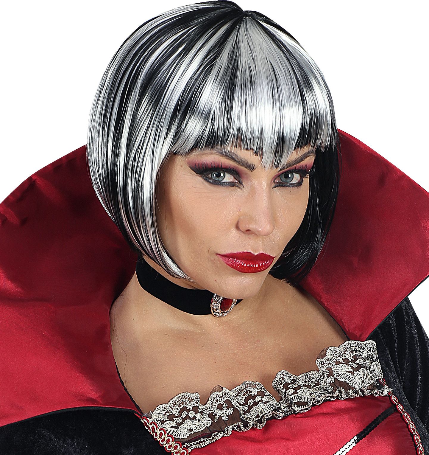Zwart grijze gothic pruik vrouwen
