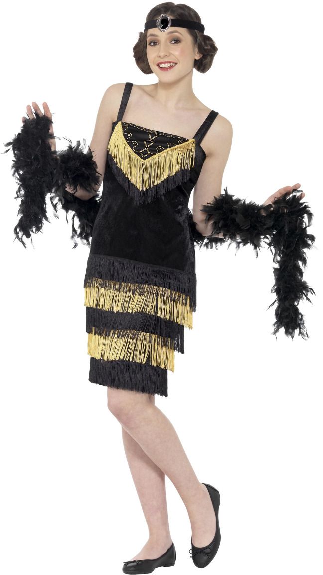 Zwart meisjes flapper jurkje