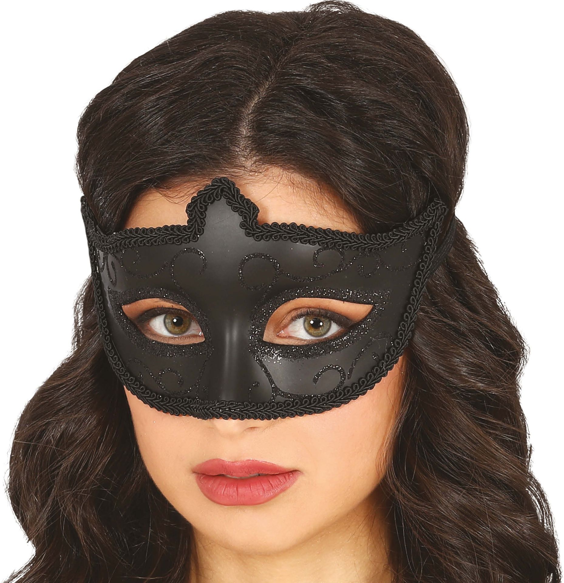 Zwart Met Glitters Masker voor Venetiaans Carnaval