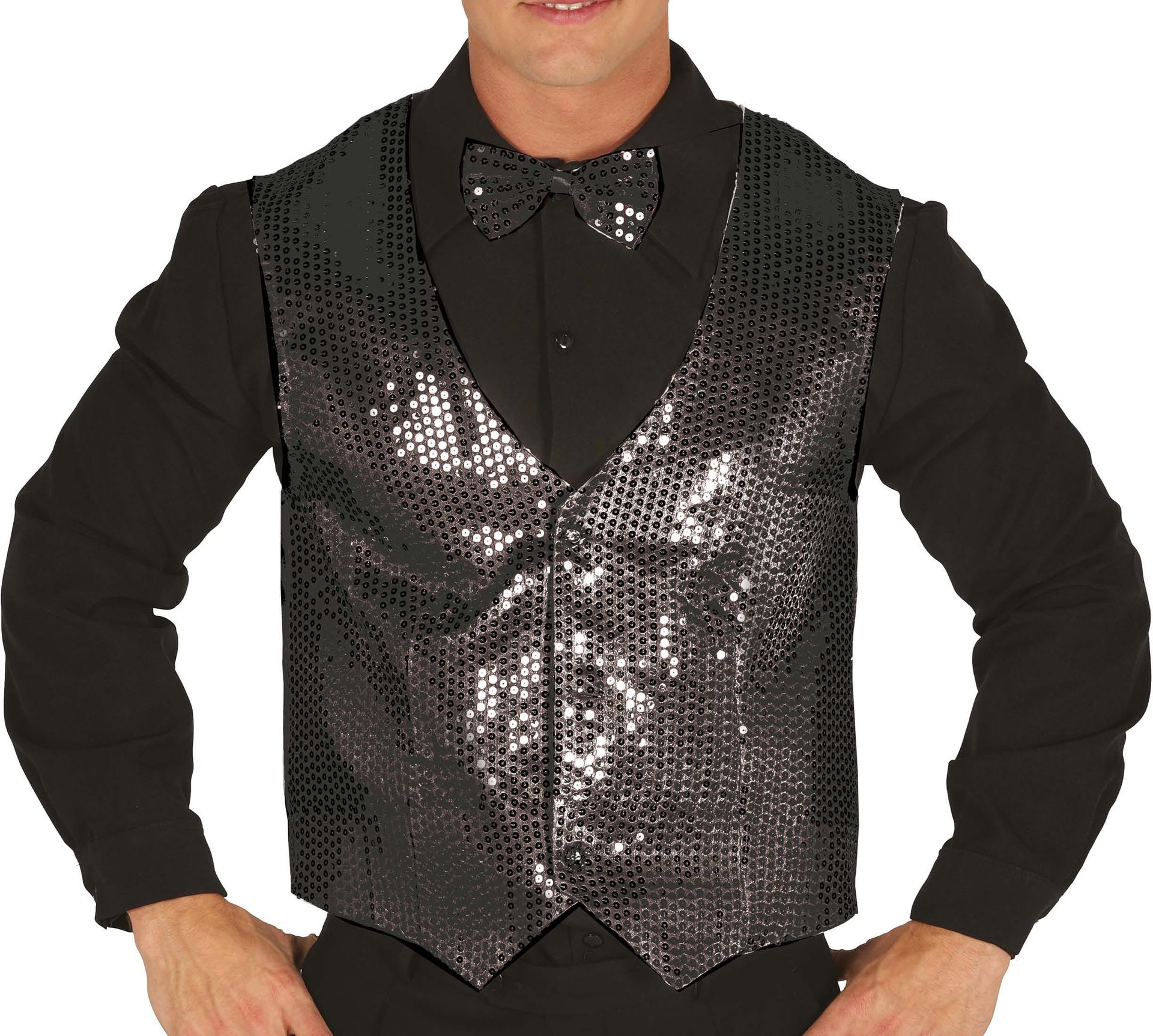 Zwart Pailletten Gilet