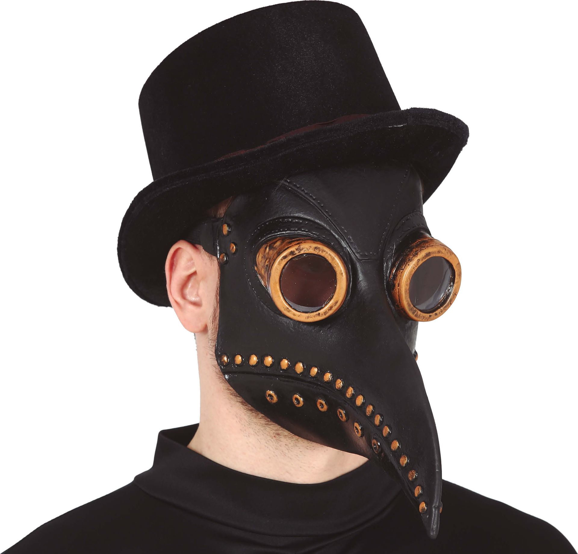 Zwart pestdokter masker latex halloween