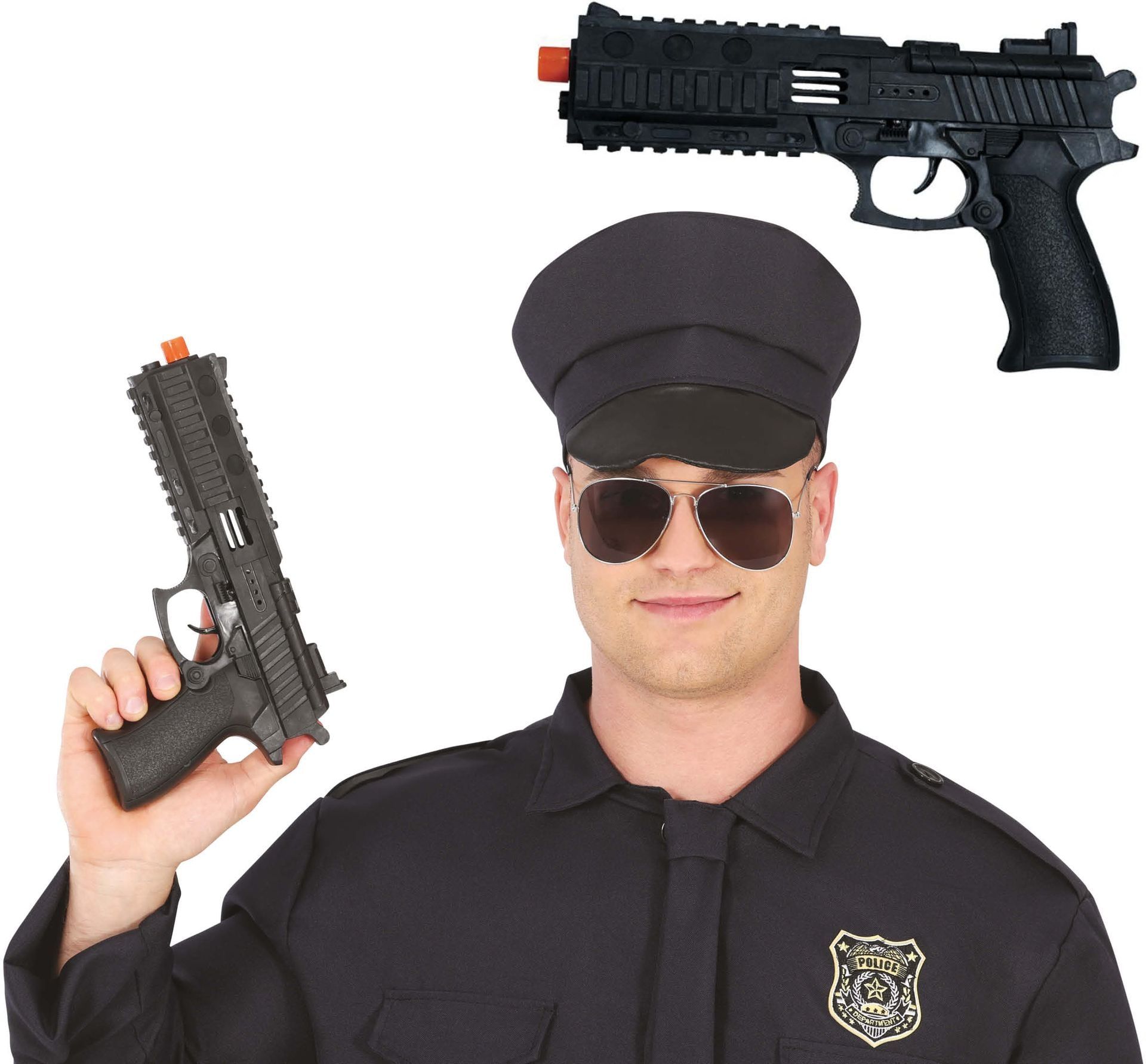 Zwart Politie Nep Pistool 28cm