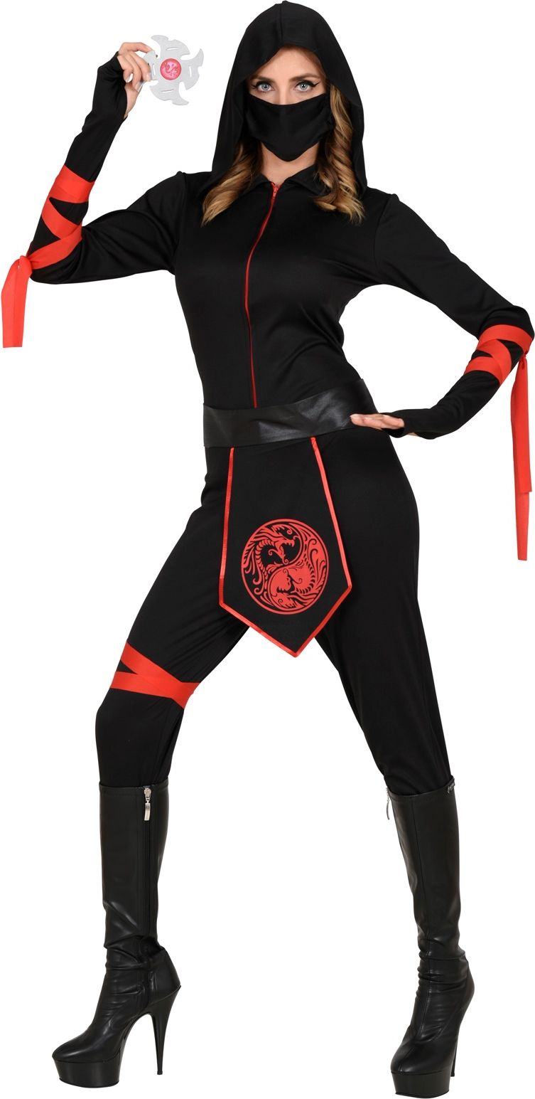 Zwart-rode ninja outfit dames