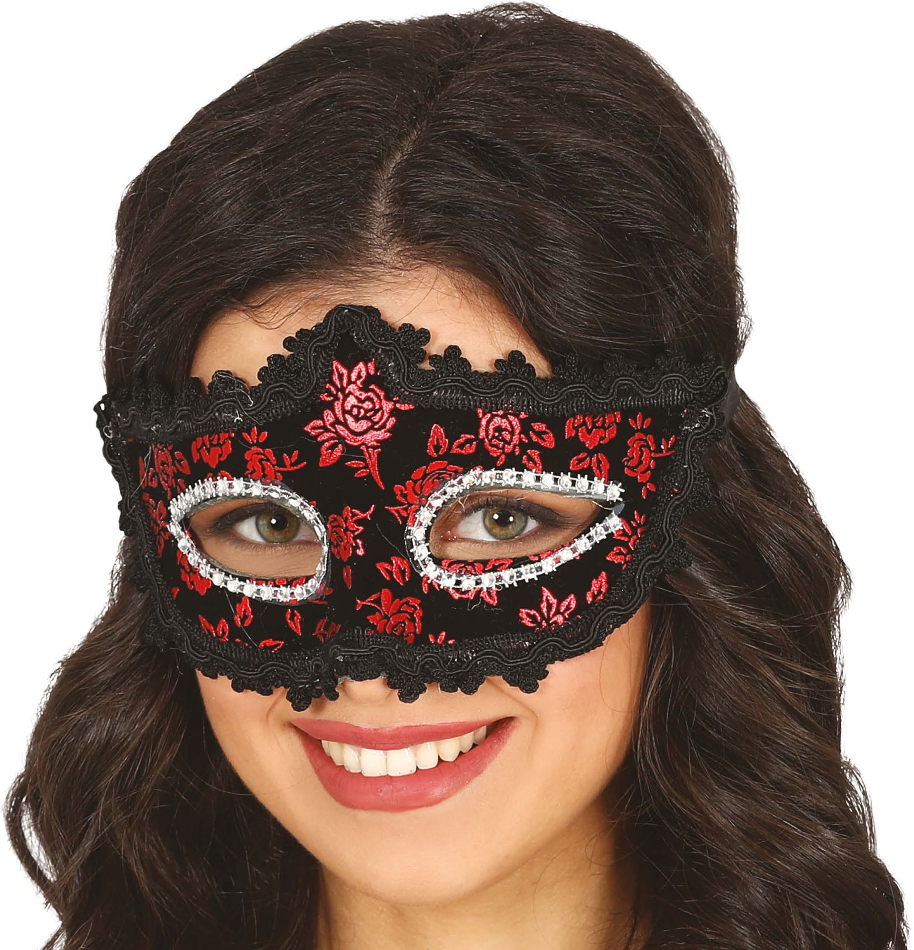 Zwart Rode Rozen Masker