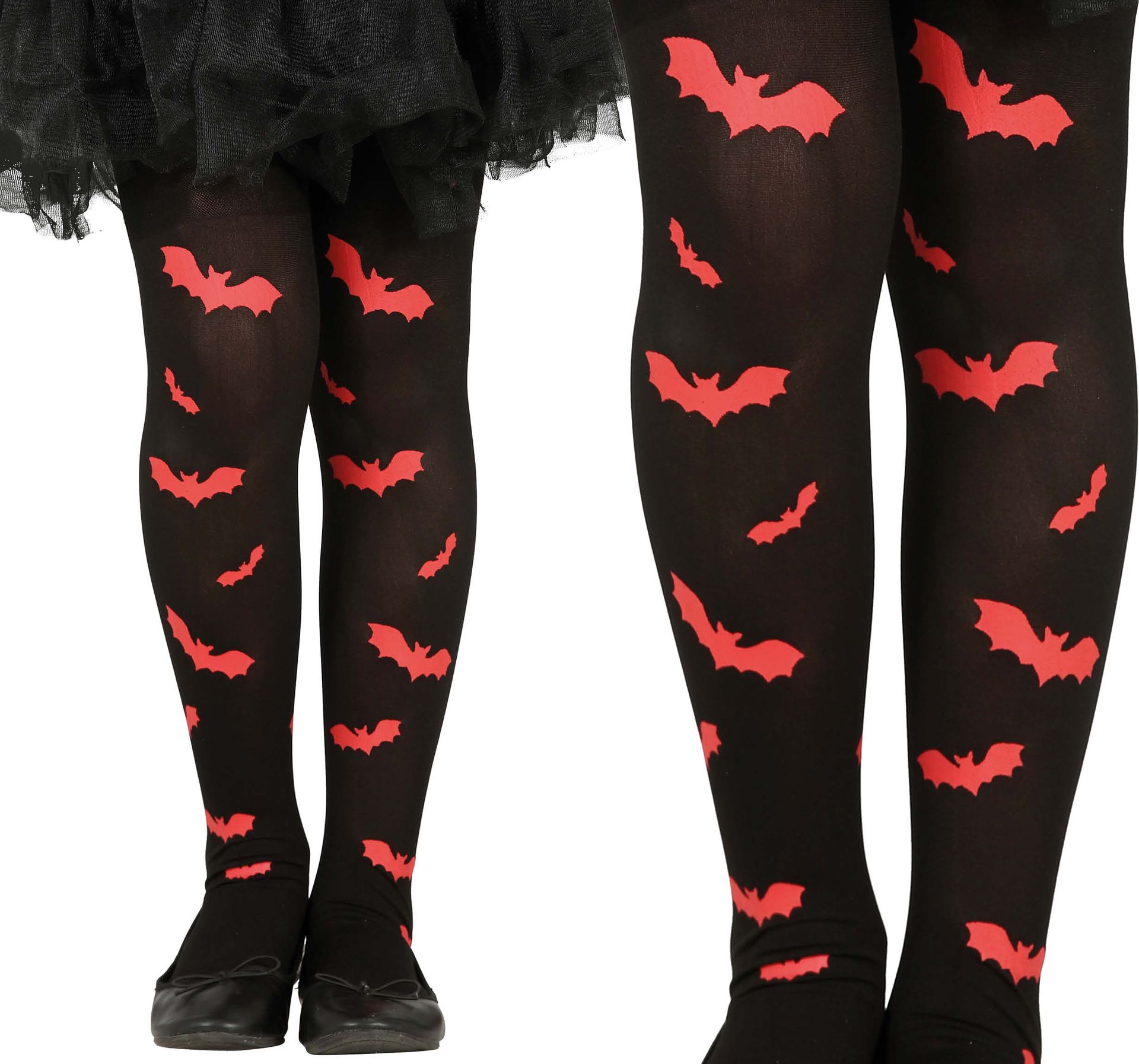 Zwart rode vleermuis panty kind halloween