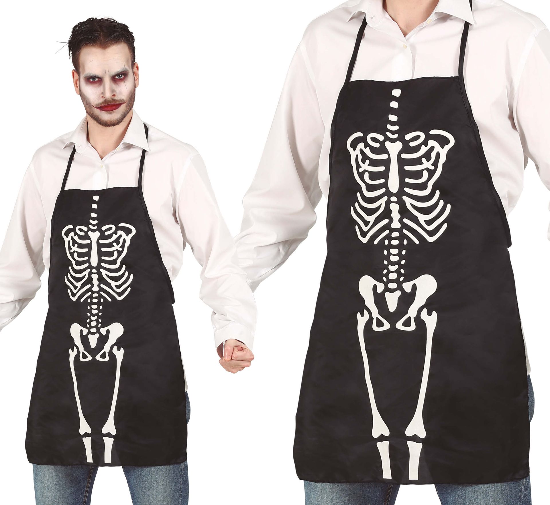 Zwart skelet keukenschort halloween