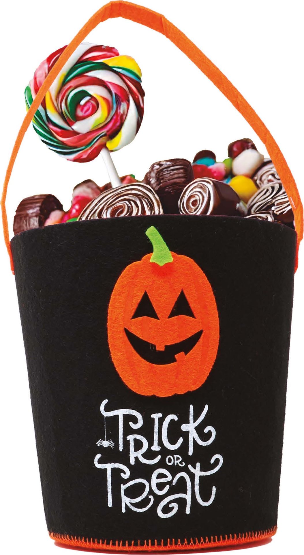 Zwart snoepmandje met pompoen 35 x 20 cm halloween