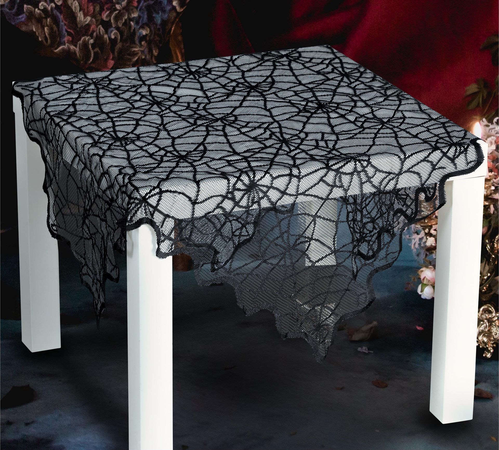 Zwart tafelkleed spinnenweb 100 x 75 cm halloween