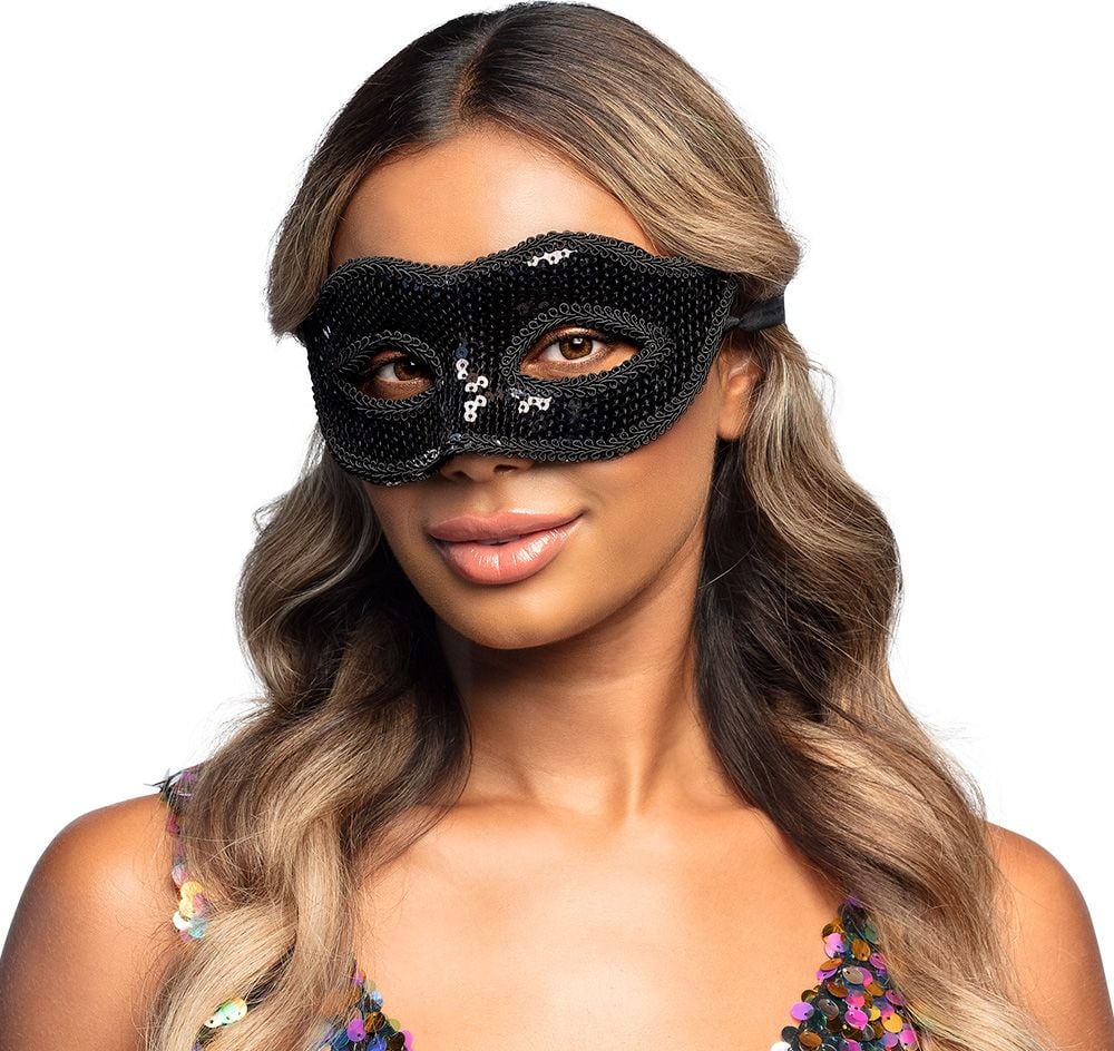 Zwart Venetiaans Oogmasker met Pailletten