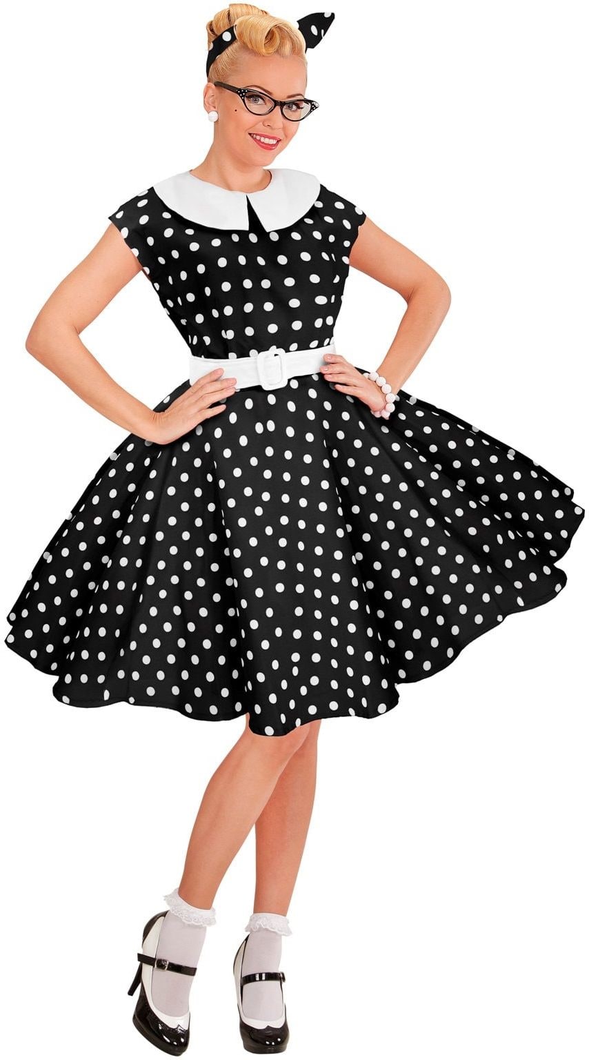 Zwart Wit Gestipte Jurk Vrouwen 50's