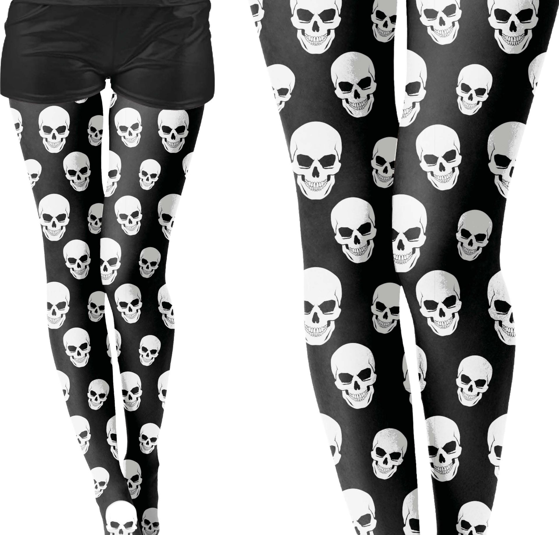 Zwart witte schedel panty dames halloween