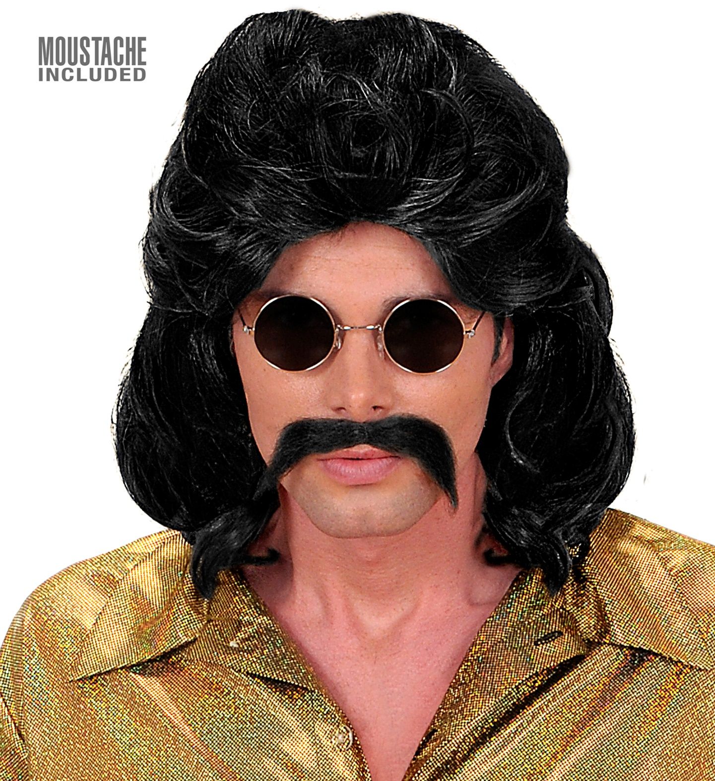 Zwarte 70's Disco Pruik