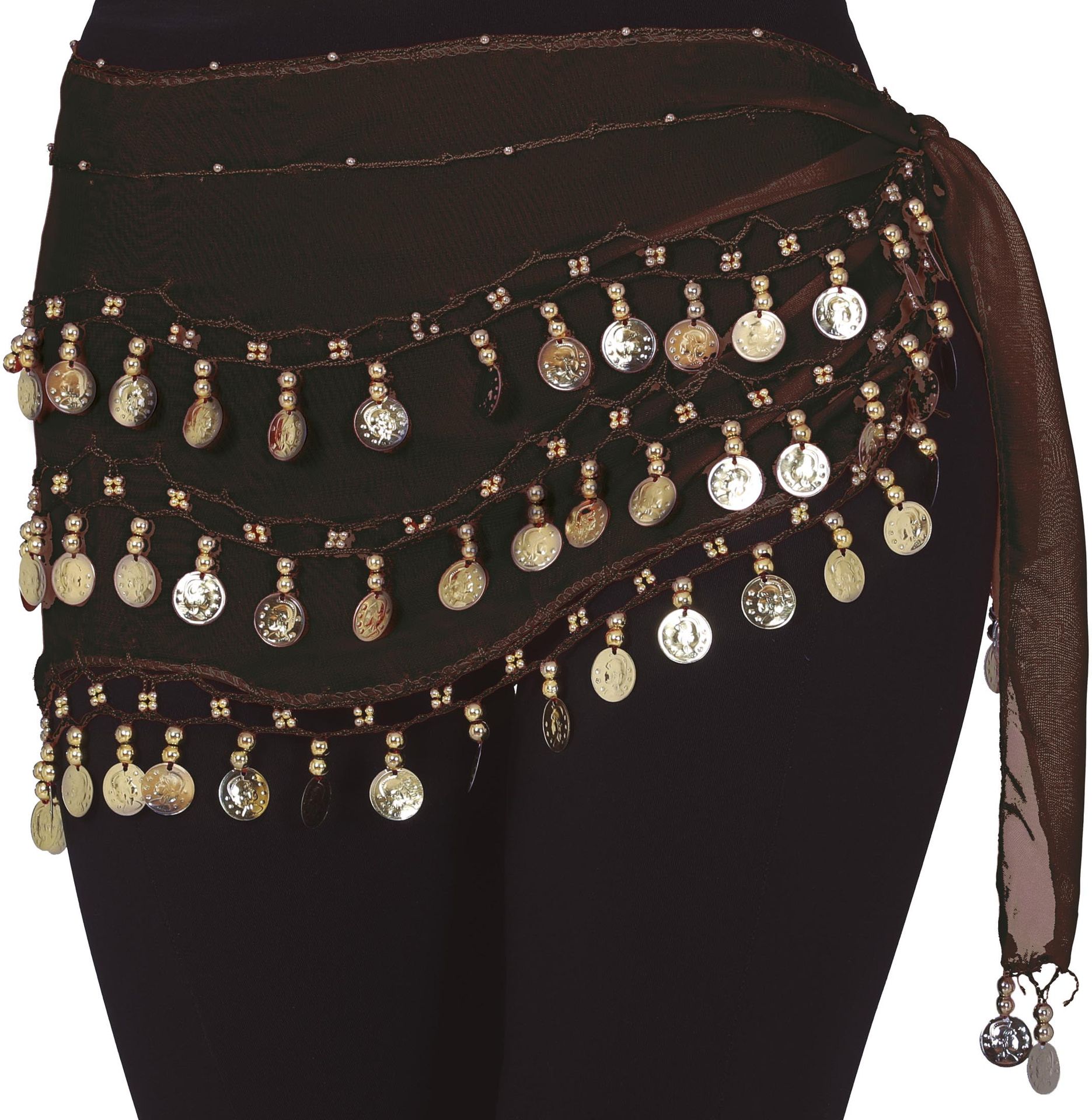 Zwarte Buikdans Sjaal Met Muntjes