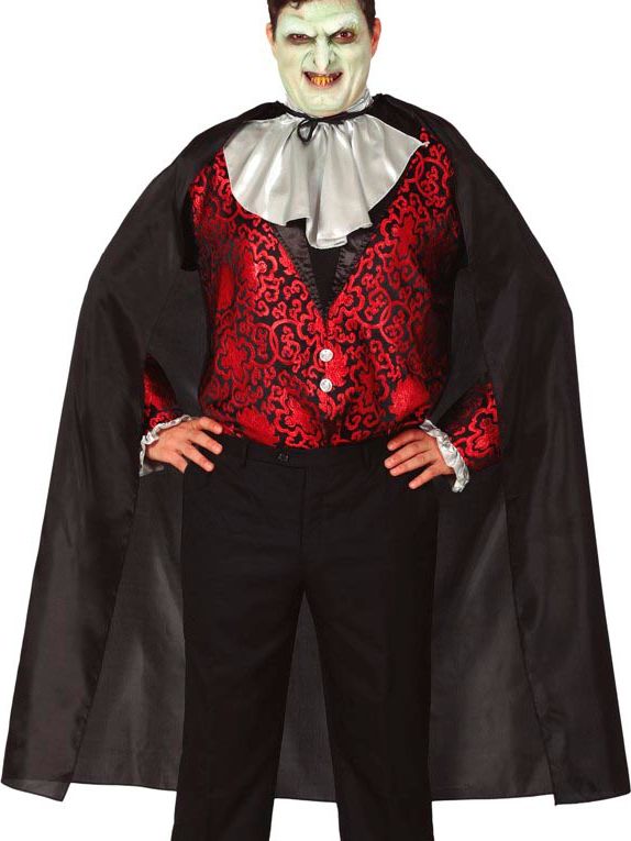 Zwarte dracula cape lang