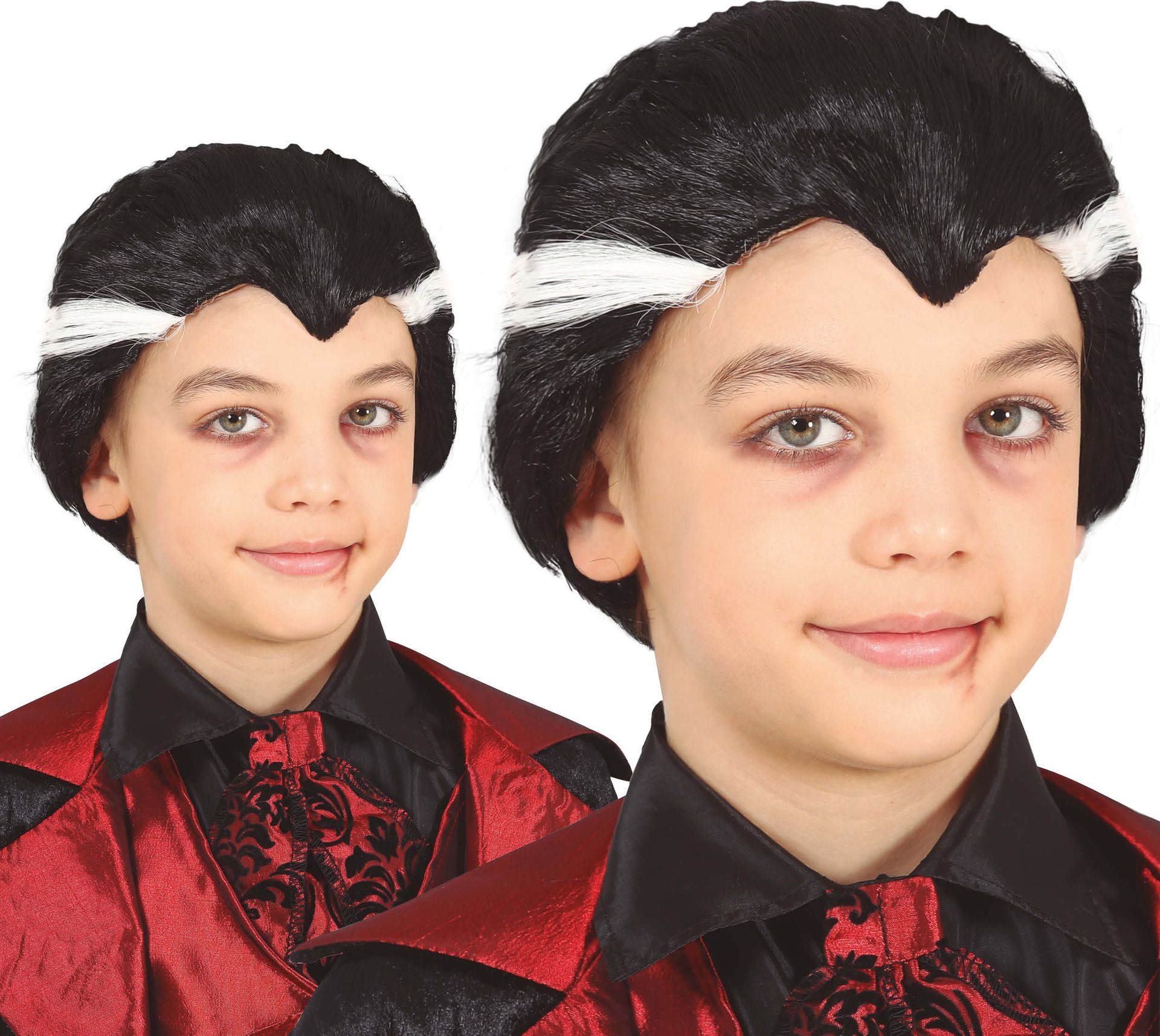 Zwarte Dracula pruik kind halloween