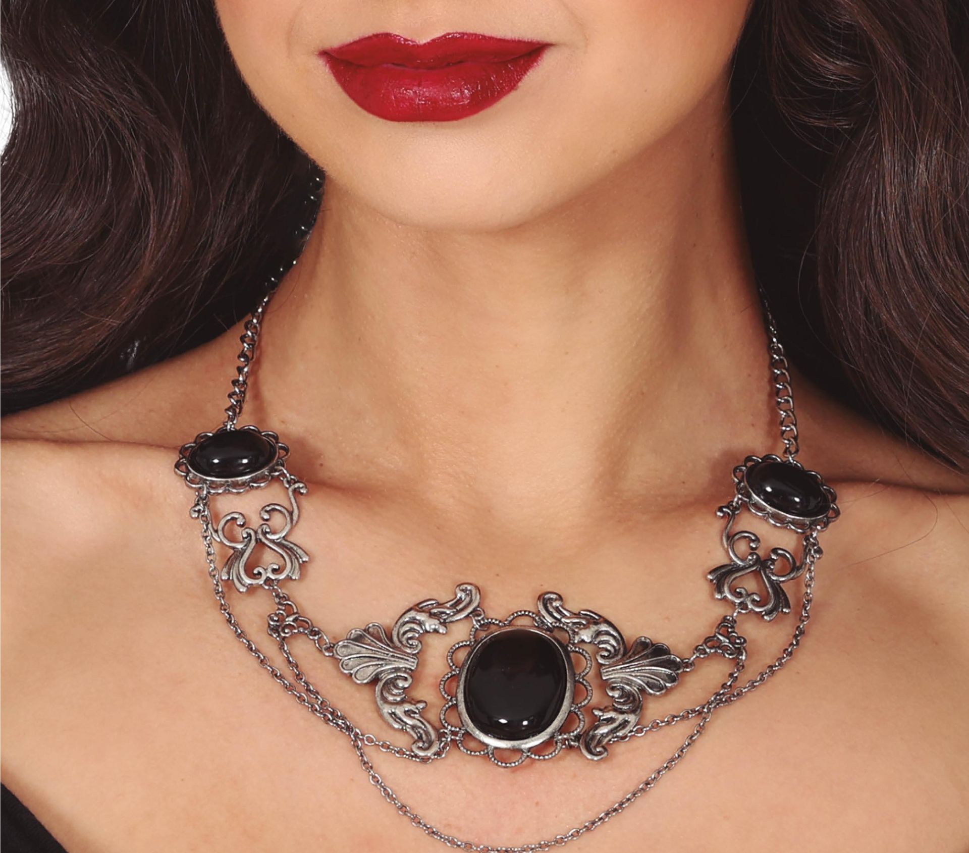 Zwarte edelsteen ketting halloween
