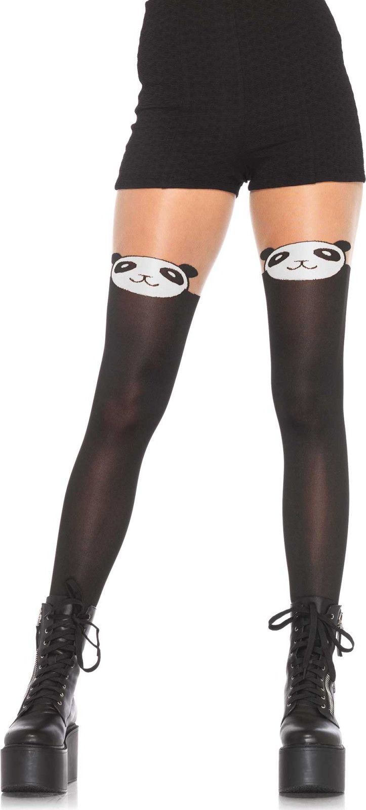 Zwarte elastaan panda panty