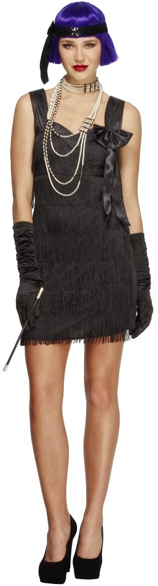 Zwarte foxy flapper gatsby outfit