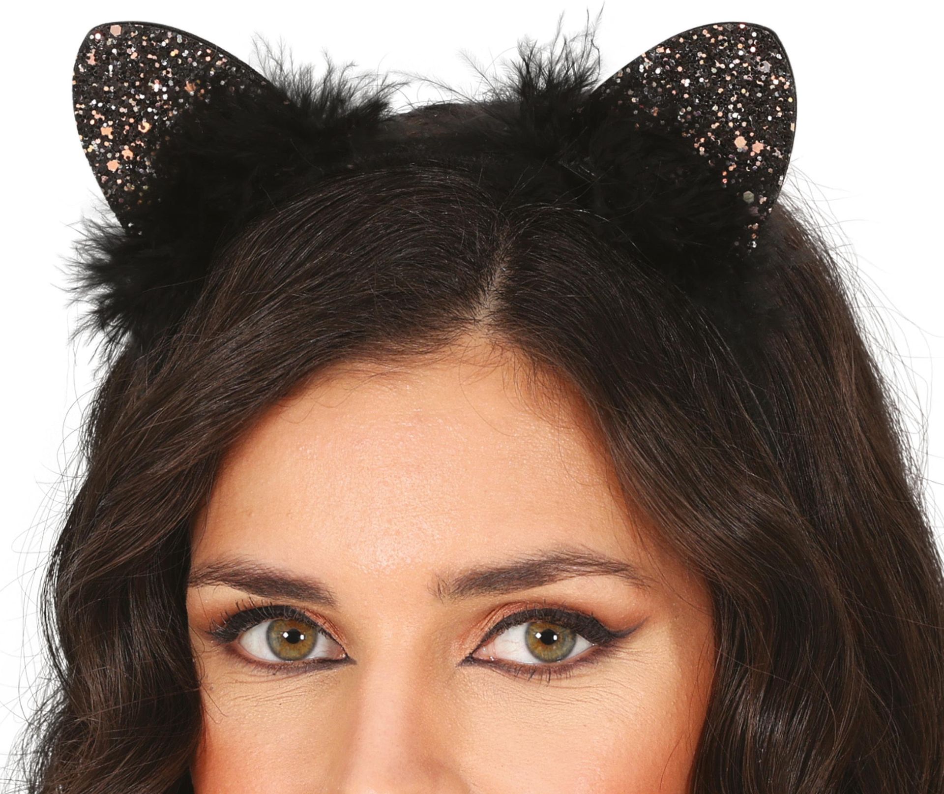 Zwarte Glitter Hoofdband Kattenoren